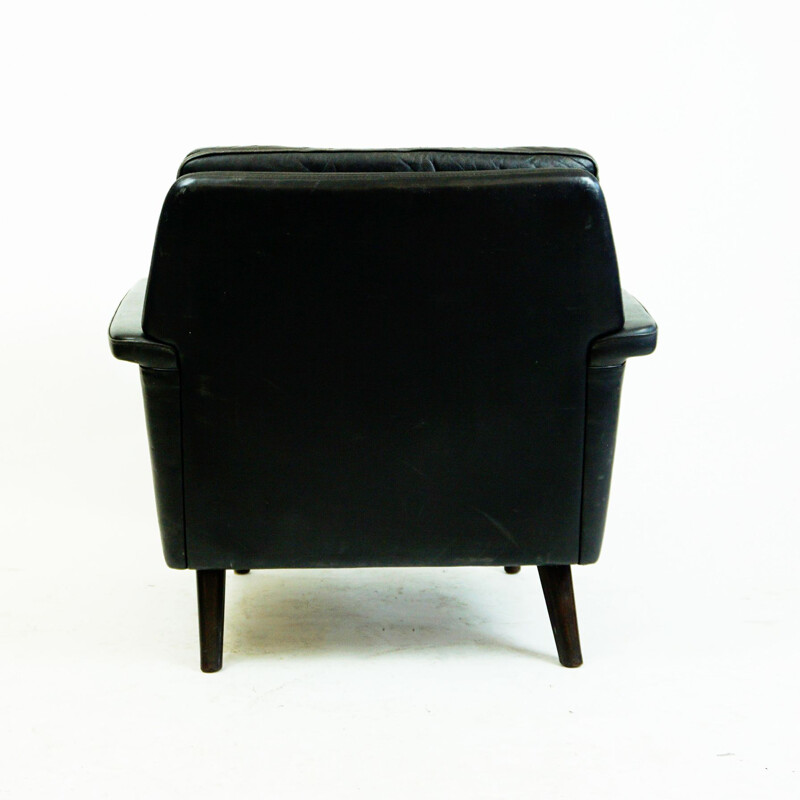 Fauteuil Vintage Black Leathrt et Rosewood Danois1950