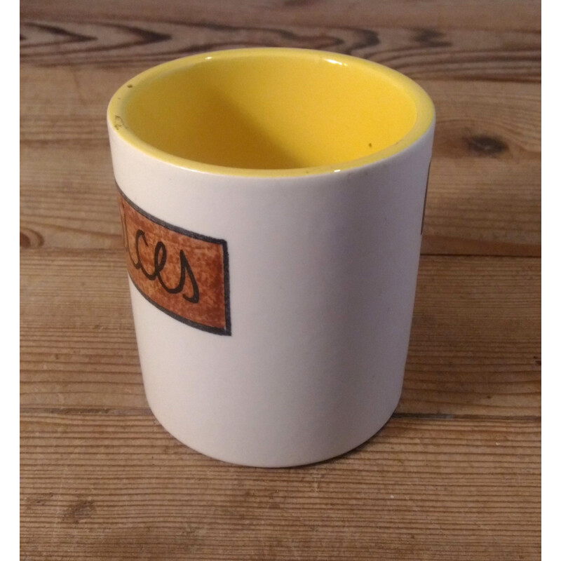 Vintage graphic pot with yellow interior from Elchinger