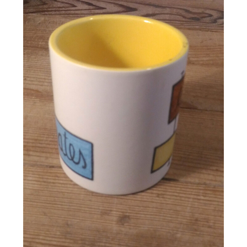 Vintage graphic pot with yellow interior from Elchinger