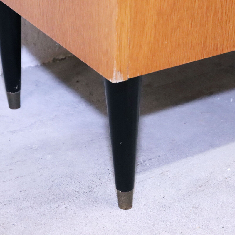 Vintage oak chest of drawers with beech legs danish