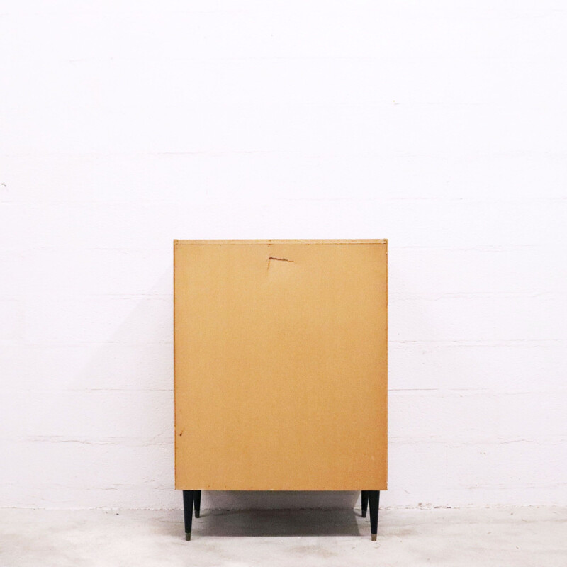 Vintage oak chest of drawers with beech legs danish