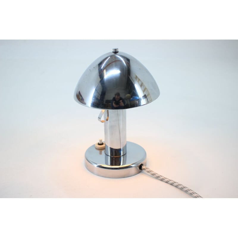 Pair of vintage chrome adjustable table lamps from Bauhaus, Czechoslovakia 1930