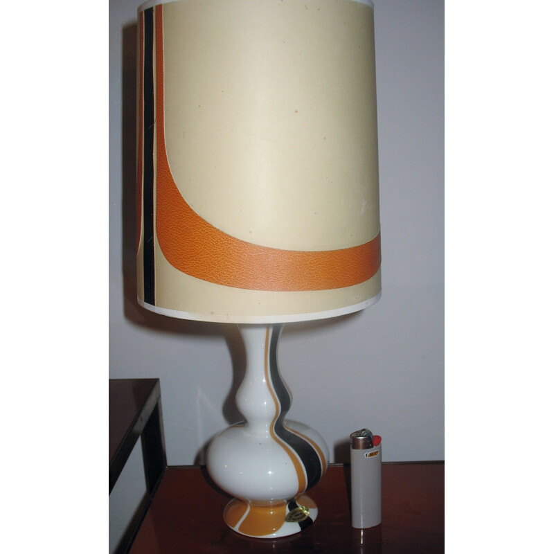 Pair of vintage porcelain lamps, France 1970