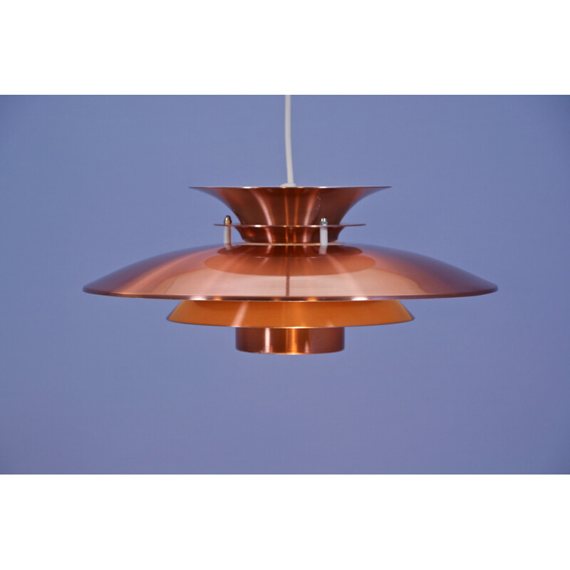 Vintage red copper suspension lamp Danish 1970