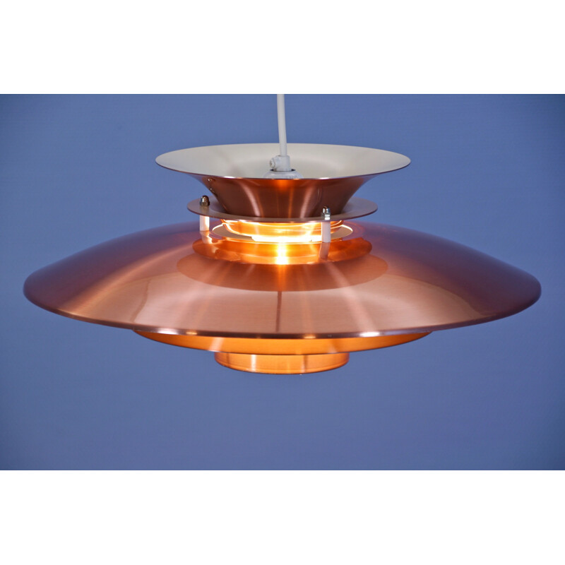 Vintage red copper suspension lamp Danish 1970