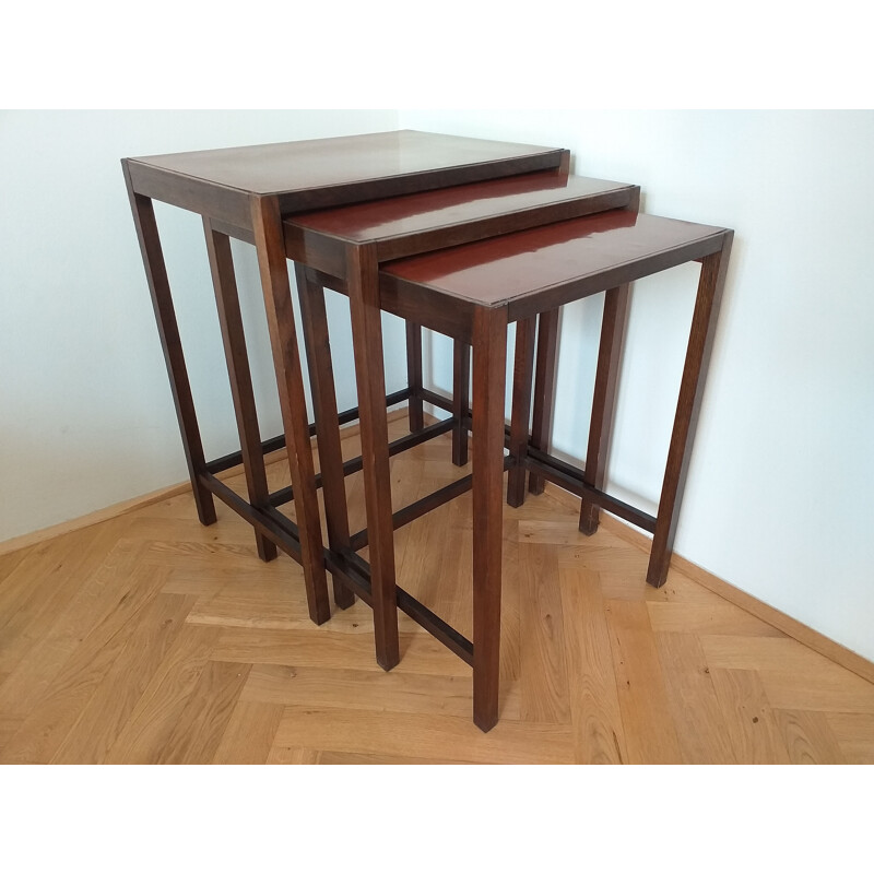 Vintage Art Deco nesting tables by Jindrich Halabala 1930