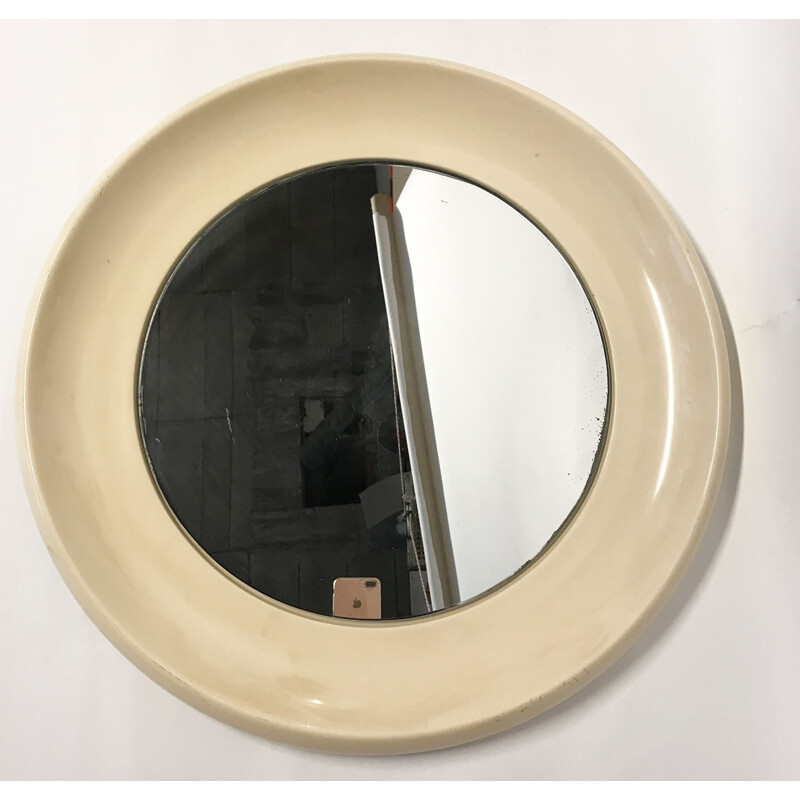 Miroir rond vintage en fibre de verre