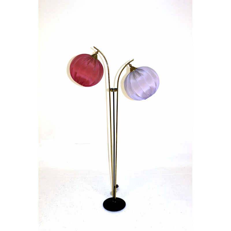 Vintage 2 arms metal floor lamp 1950