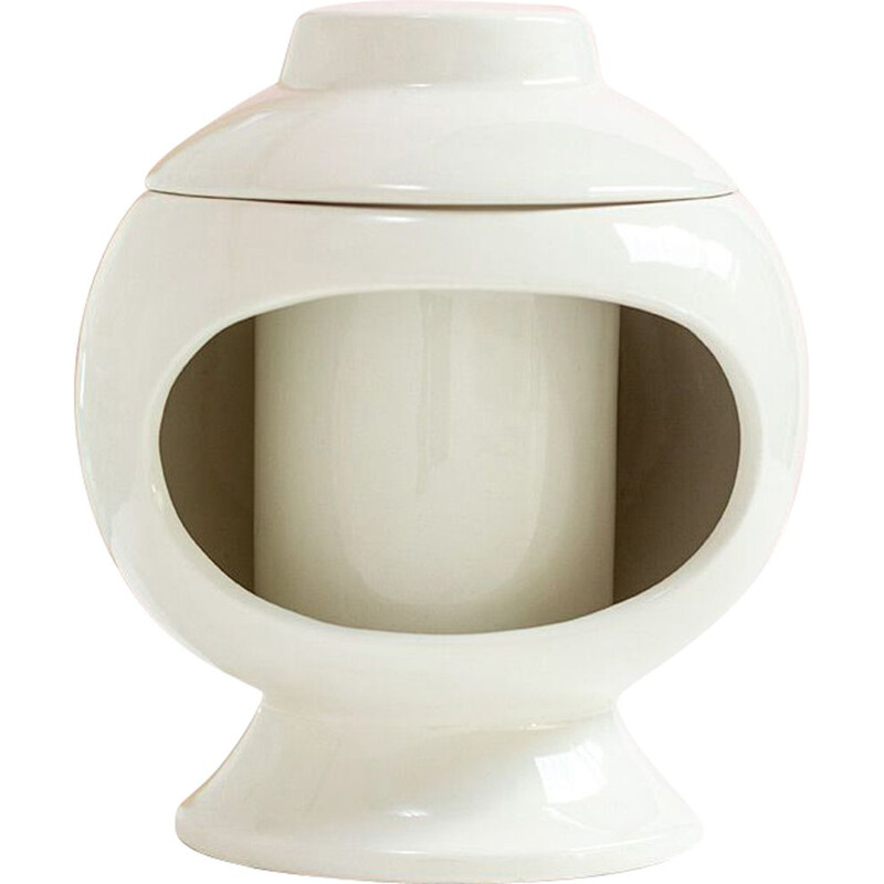 Lampe de table vintage en céramique blanche, Italie 1970