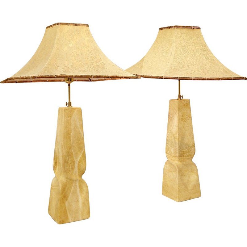 Large pair of Vintage Natural Desk Lamps 