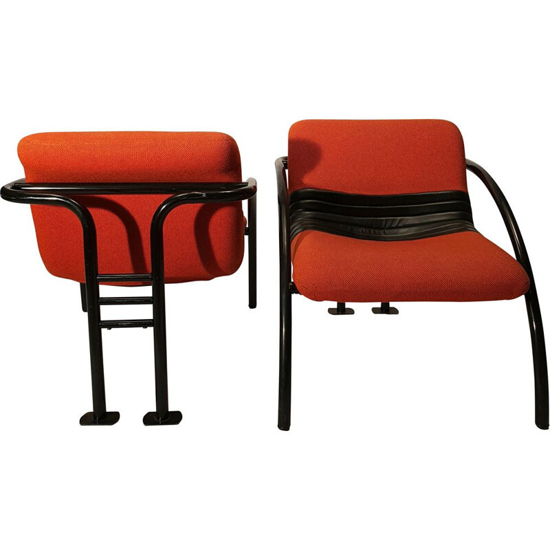 Pair Of Vintage Airborne Metal 1980 Armchairs