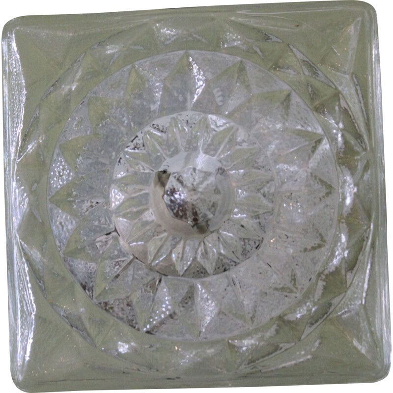 Vintage glass ceiling or wall lamp, Italy, 1970s