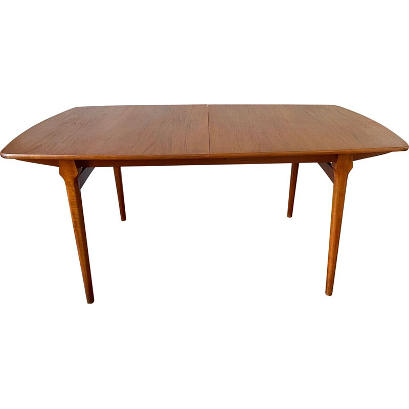 Vintage solid teak extensible dining table 2 extensions 1960