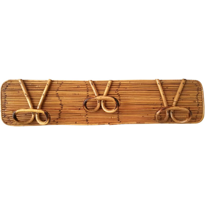 Vintage rattan coat rack 1960