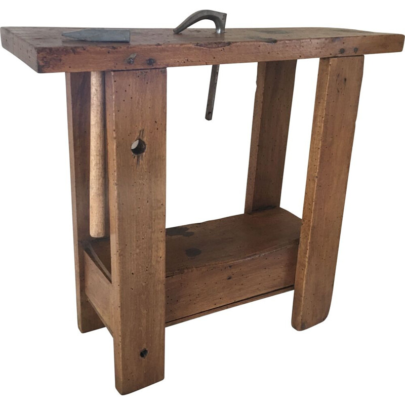 Children's vinatge workbench in beech with box, 1950