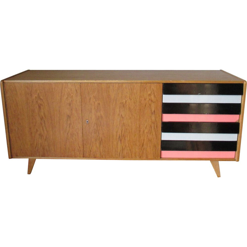 Vintage oak highboard, Jiri Jiroutek 1960