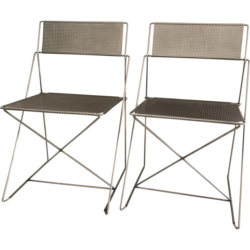 Paar Vintage-Stühle Nuova X Line von Niels Jorgen Haugesen , Italien 1970