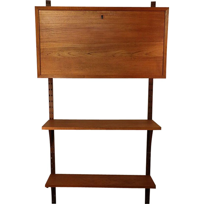 Vintage secretary with Scandinavian wall shelves by Poul Cadovius, 1960