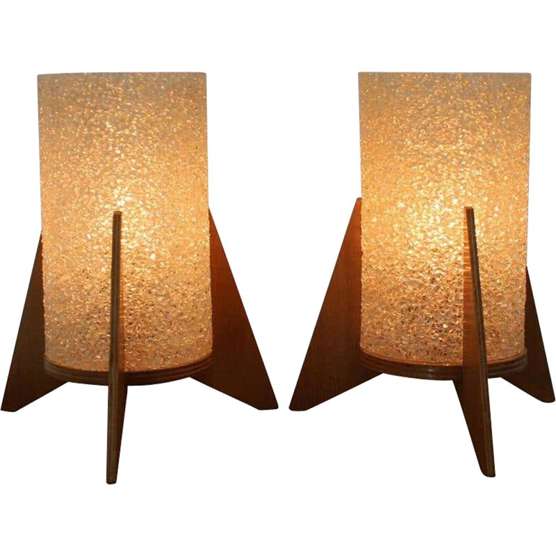 Pair of vintage rocket table lamps by Pokrok Zilina, 1970