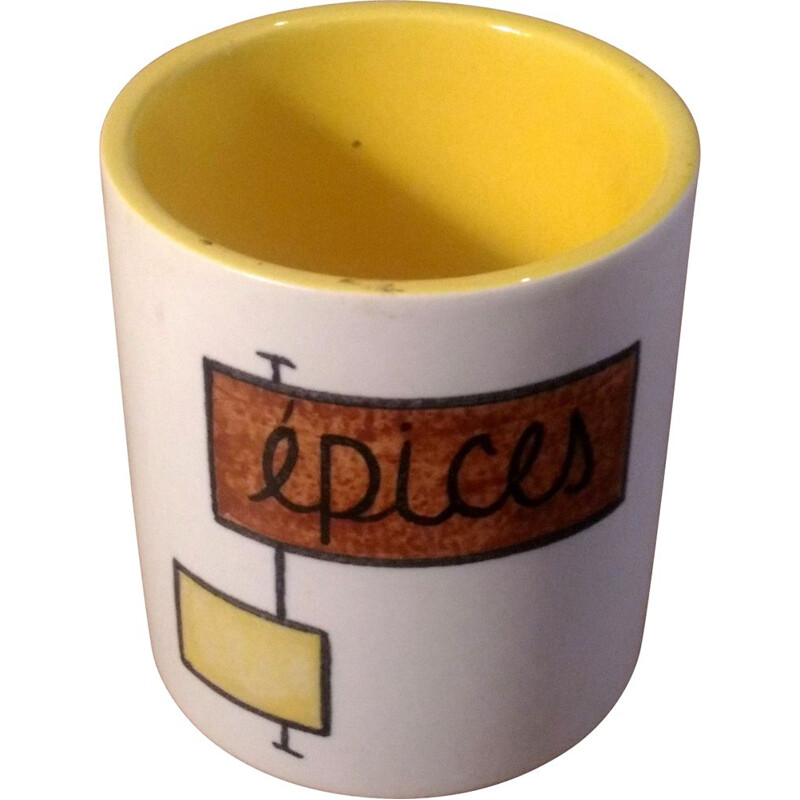 Vintage pote gráfico com interior amarelo da Elchinger