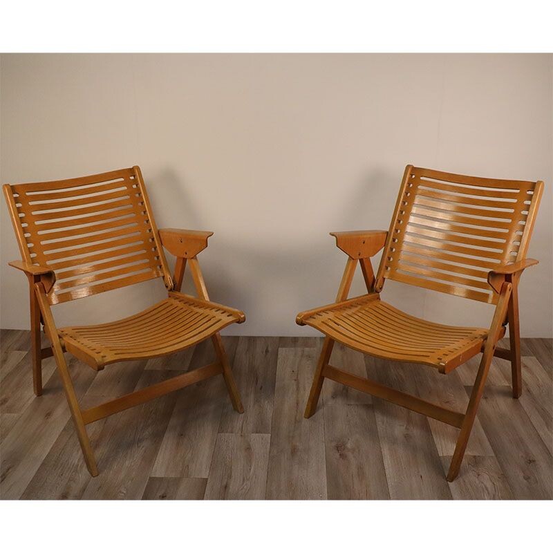 Pair of vintage folding armchairs by Niko Kralj for Stol Kamnik 1960