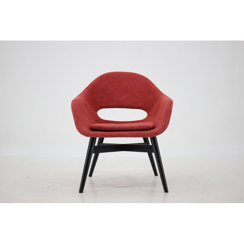 Vintage long armchair Coquille fibreglass shell, Miroslav Navratil, Czechoslovakia 1960