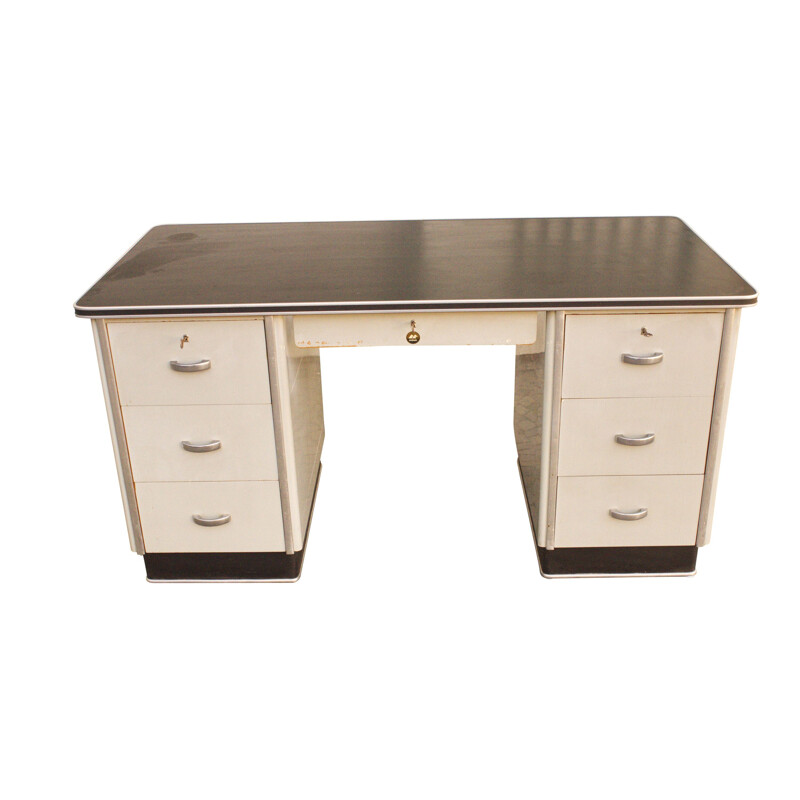 Vintage grey Linoleum desk 1950s