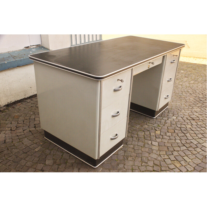 Vintage grey Linoleum desk 1950s