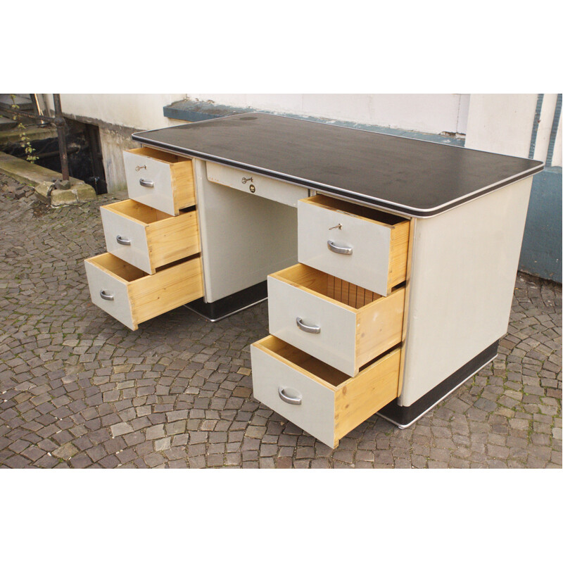 Vintage grey Linoleum desk 1950s