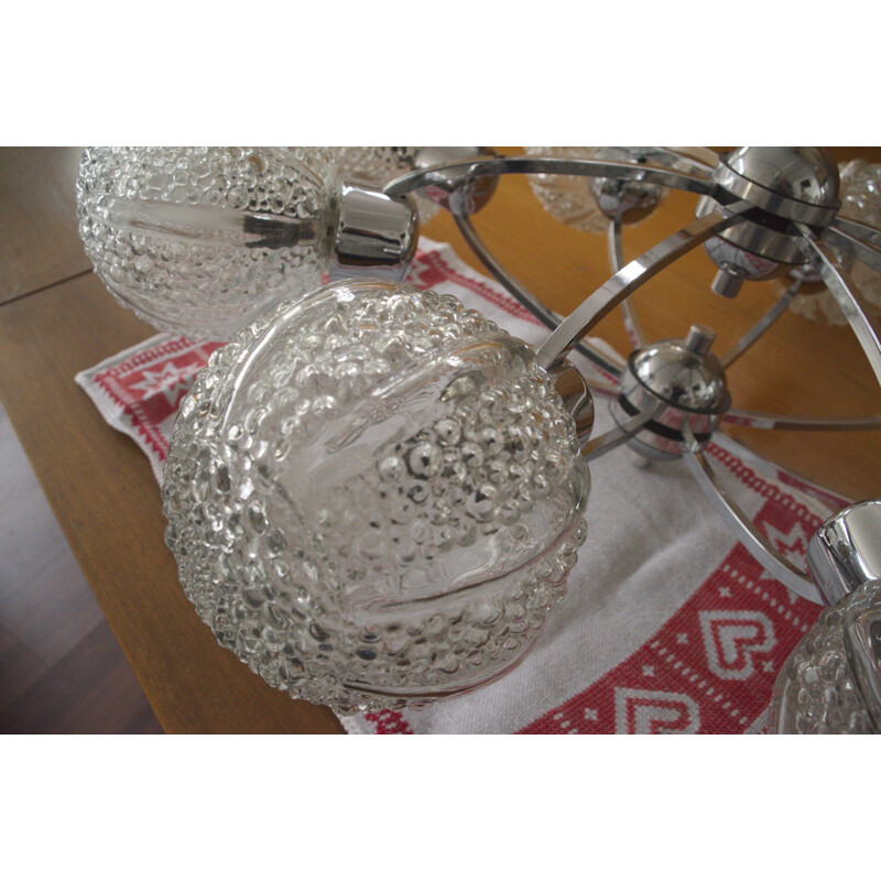 Vintage chandelier 8 glass spheres 1960s