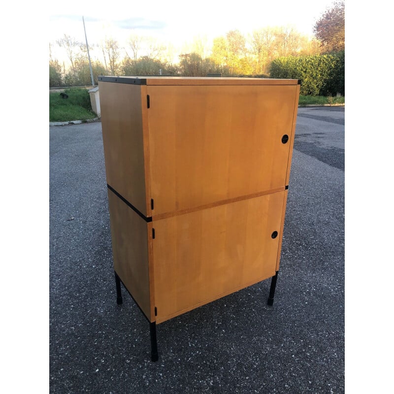 Vintage two-door wooden cabinet by Charles Minvielle, 1965