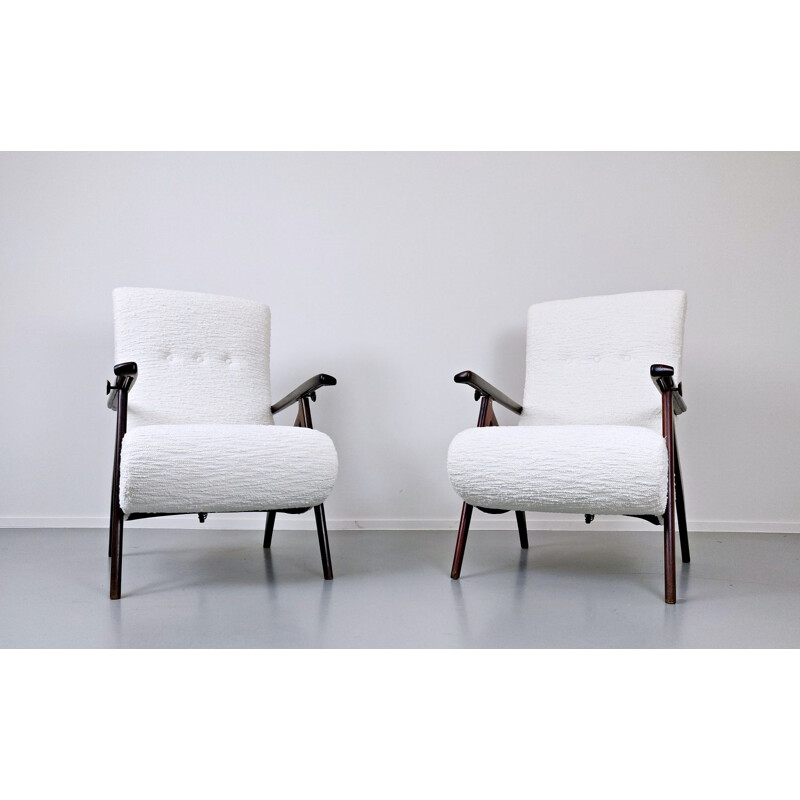 Pair of vintage Italian Adjustable Back Armchairs 1950s