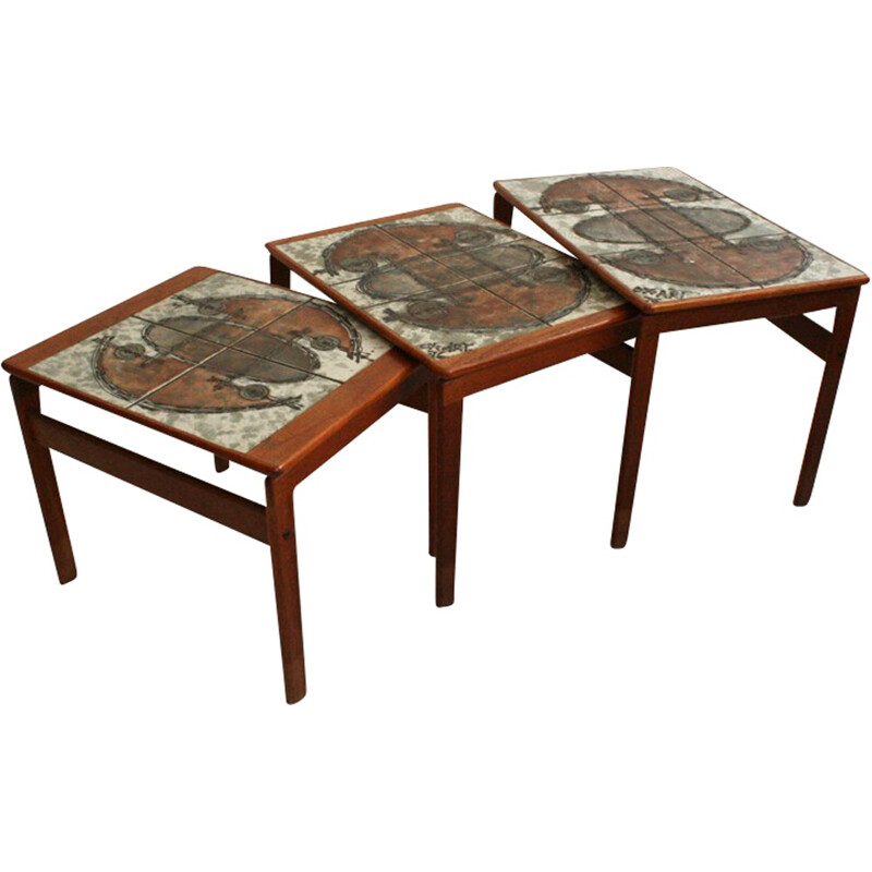 Set of 3 Danish teak nesting tables, OX-ART - 1976