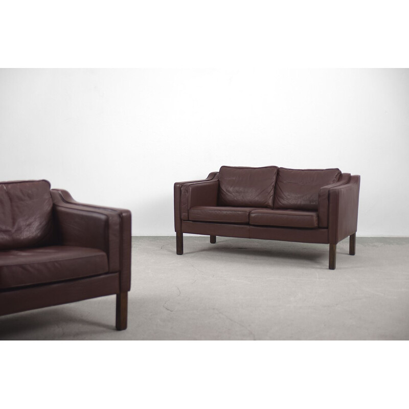 Pair of vintage Scandinavian Leather Sofa 1970s