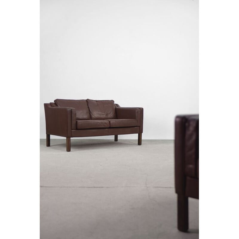 Pair of vintage Scandinavian Leather Sofa 1970s