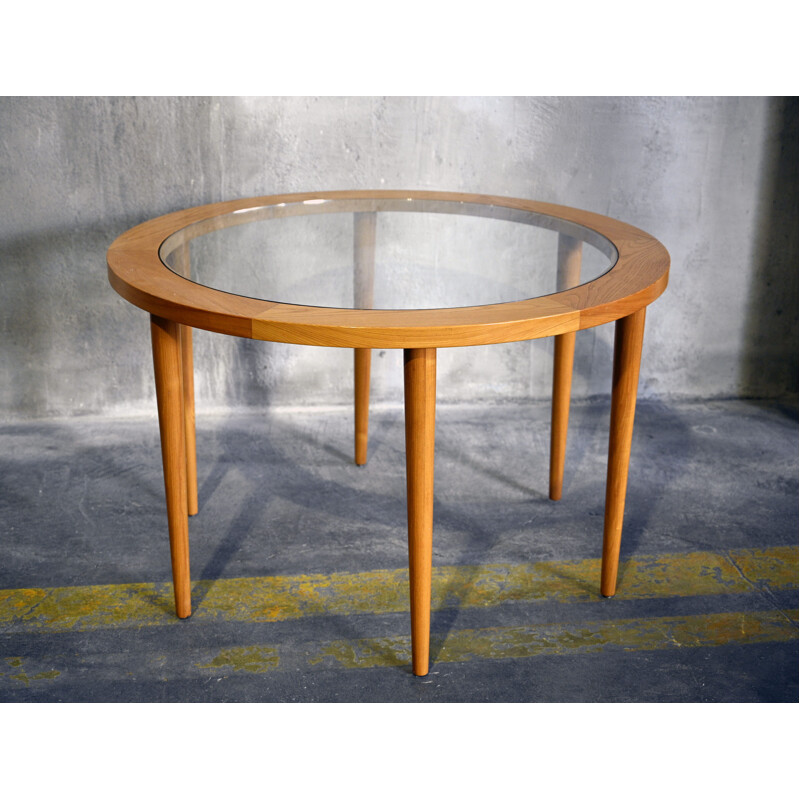 Vintage Danish 6-Legged Round Dining Table 1970s