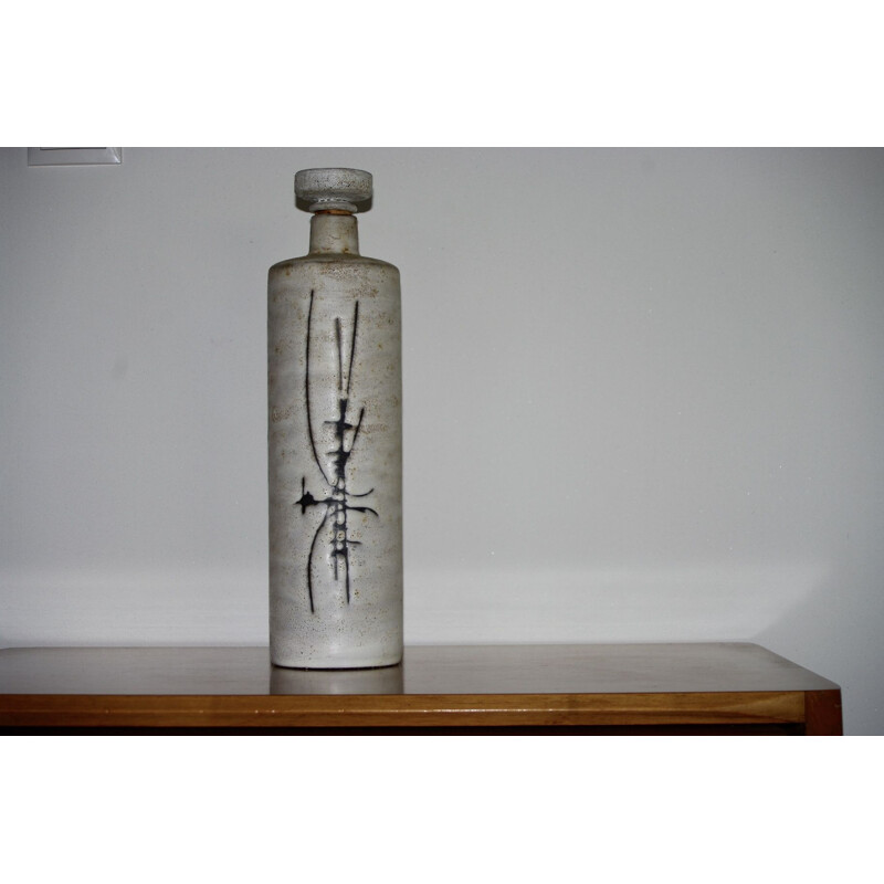 Vintage ceramic bottle by Henri Cimal Vallauris, 1950