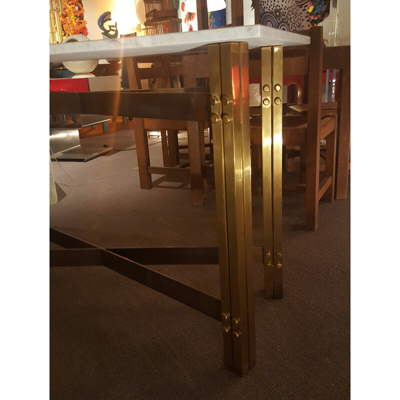 Mid century side table in brass with marble table top - 1960s