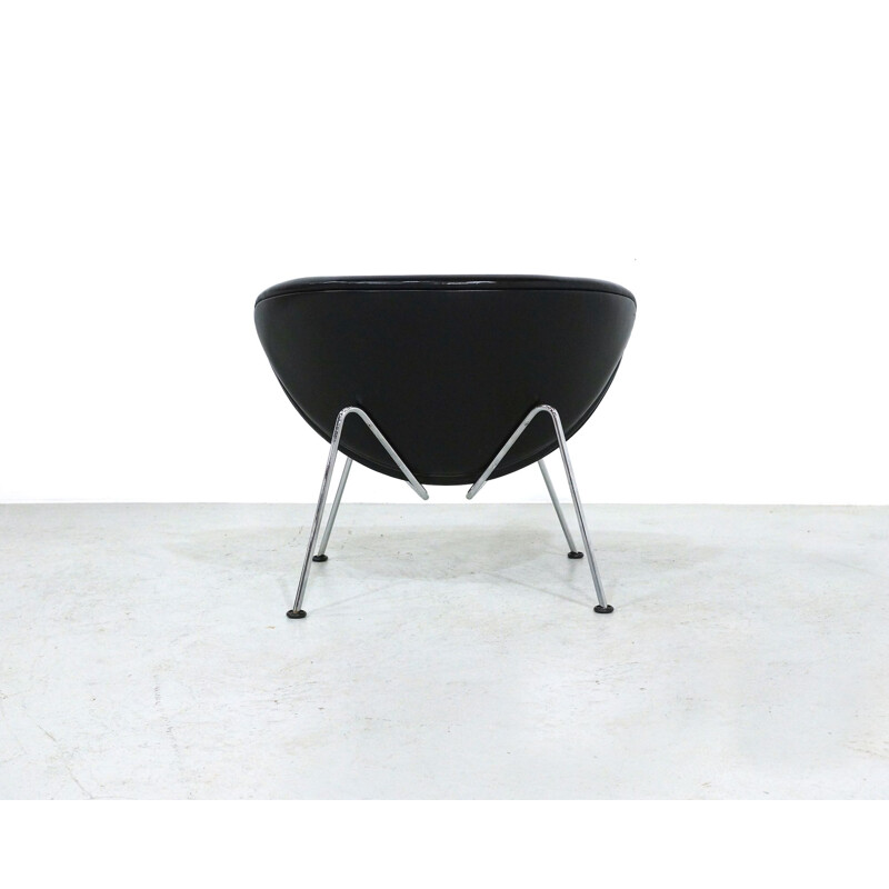 Paire de Fauteuil Orange Chair vintage Artifort par Pierre Paulin en cuir noir 1960