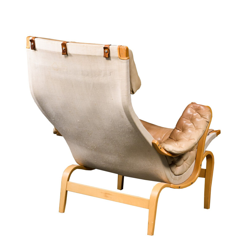 Dux "Pernilla" armchair in beige leather, Bruno MATHSSON - 1940s 