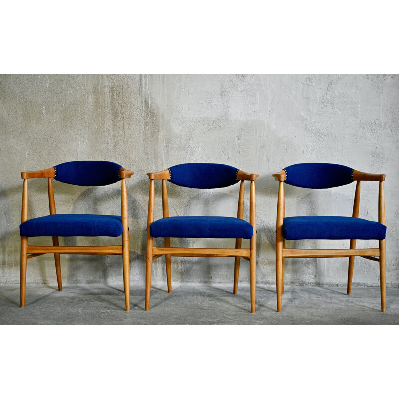 Ensemble de 6 chaises scandinaves vintage en bouleau, 1960