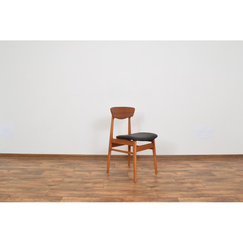 Set of 4 Mid-Century Danish Teak & Leather Dining Chairs 1960s