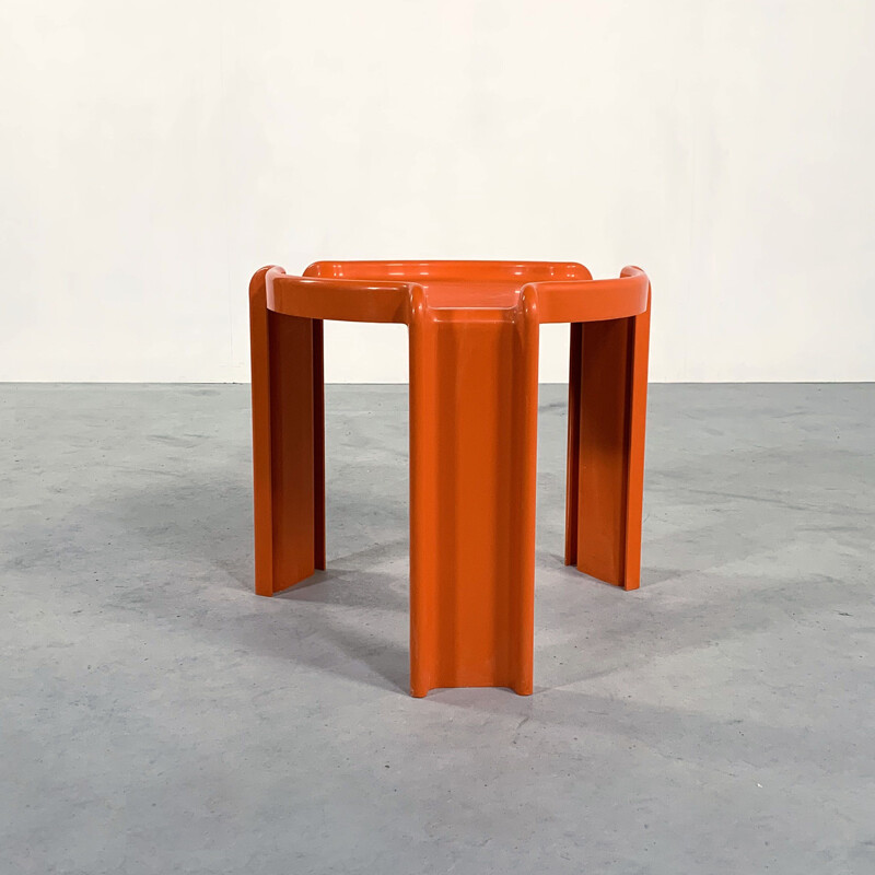 Table d'appoint vintage orange par Giotto Stoppino pour Kartell 1970