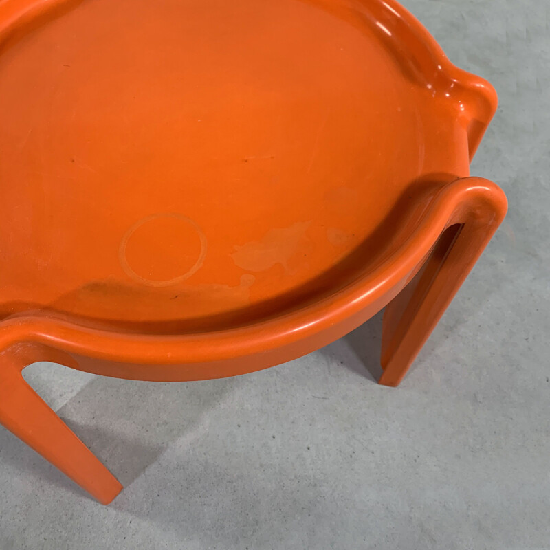 Vintage Orange Side Table by Giotto Stoppino for Kartell 1970s