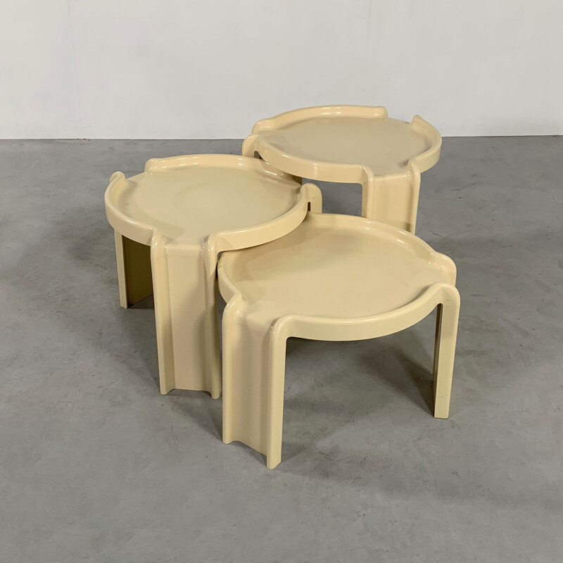 Vintage Cream Nesting Tables by Giotto Stoppino for Kartell 1970s