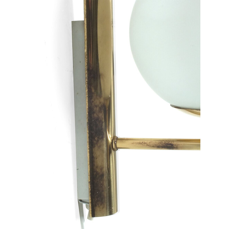 Vintage Brass and glass wall light