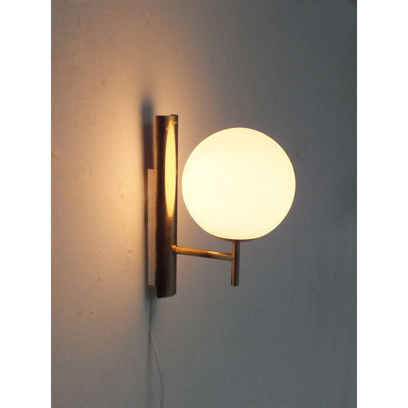 Vintage Brass and glass wall light