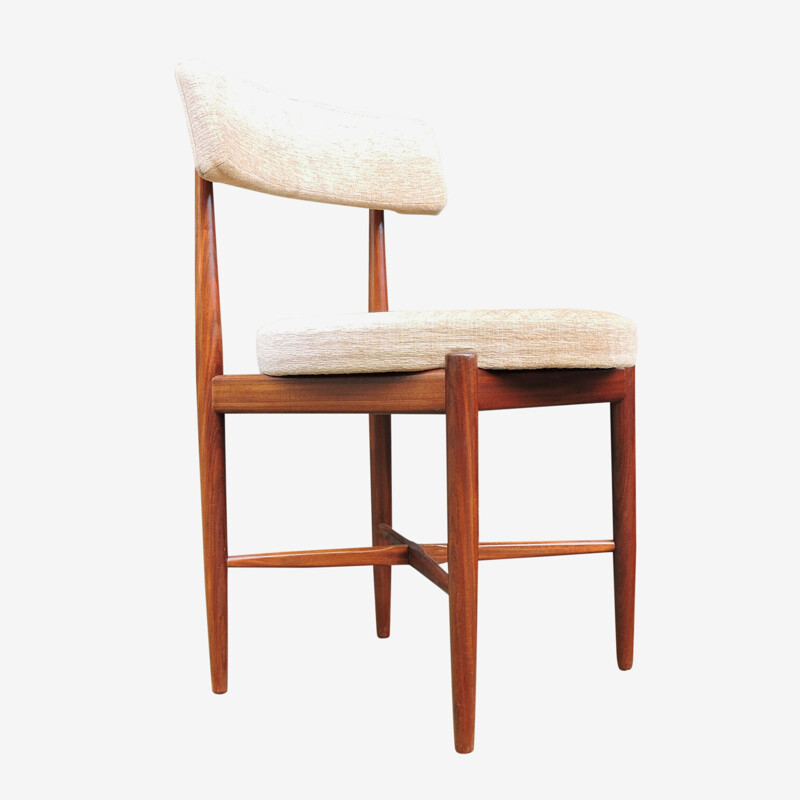 Set of 6 Mid-Century Teak and Cream Fabric Dining Chairs by G-Plan 1960s