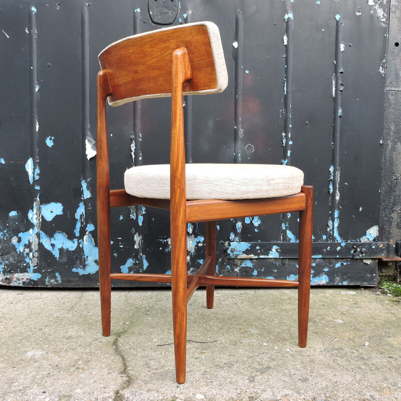 Set of 6 Mid-Century Teak and Cream Fabric Dining Chairs by G-Plan 1960s