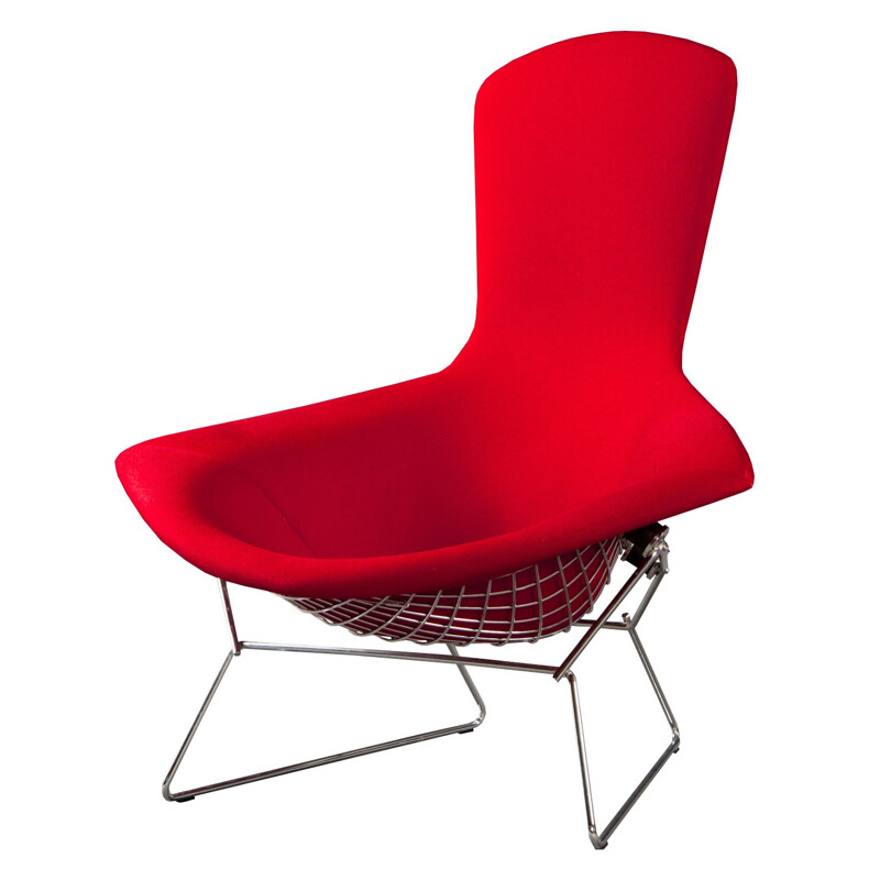 Knoll International "Bird" armchair in red fabric, Harry BERTOIA - 1952